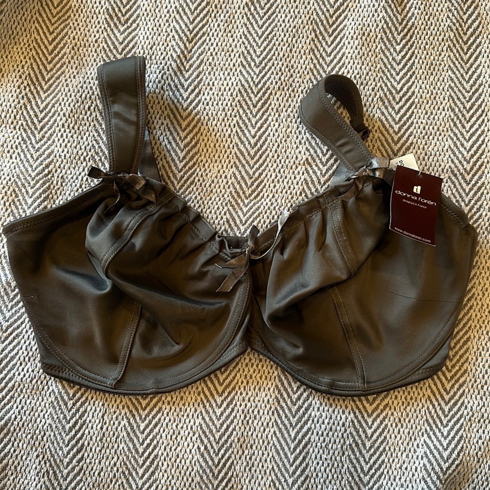 Donna L’oren steel grey gray 42DD bra bow accents